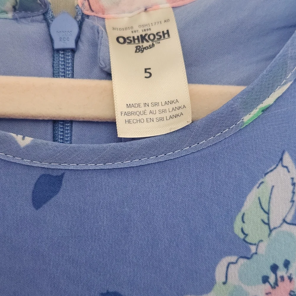 OshKosh Blue Twirl Floral Dress, S-5, EPreLC